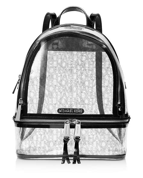 michael kors rhea backpack blackk and white|Michael Kors clear backpack.